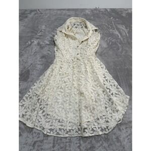 Forever‎ 21 Sheer Lace Dress Women's Size Small Ivory Floral Boho Romantic EUC